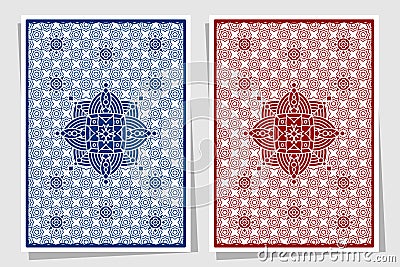 Playing cards back side design. Two variants. Vector Illustration